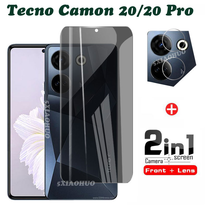 Kính cường lực 2in1 Tecno Camon 20 Pro Bảo vệ màn hình riêng tư Tecno Camon 20 Kính cường lực bảo mật chống gián điệp + phim ống kính