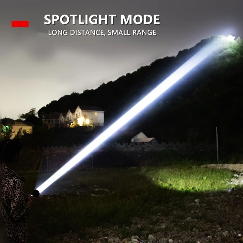 Đèn Pin Chiếu Tia Laser Ánh Sáng Trắng 1500LM Khoảng Cách 600M Có Thể Sạc Lại USB-C