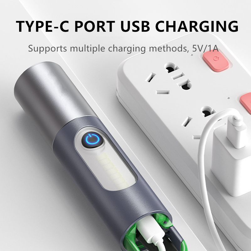 Đèn Pin Chiếu Tia Laser Ánh Sáng Trắng 1500LM Khoảng Cách 600M Có Thể Sạc Lại USB-C