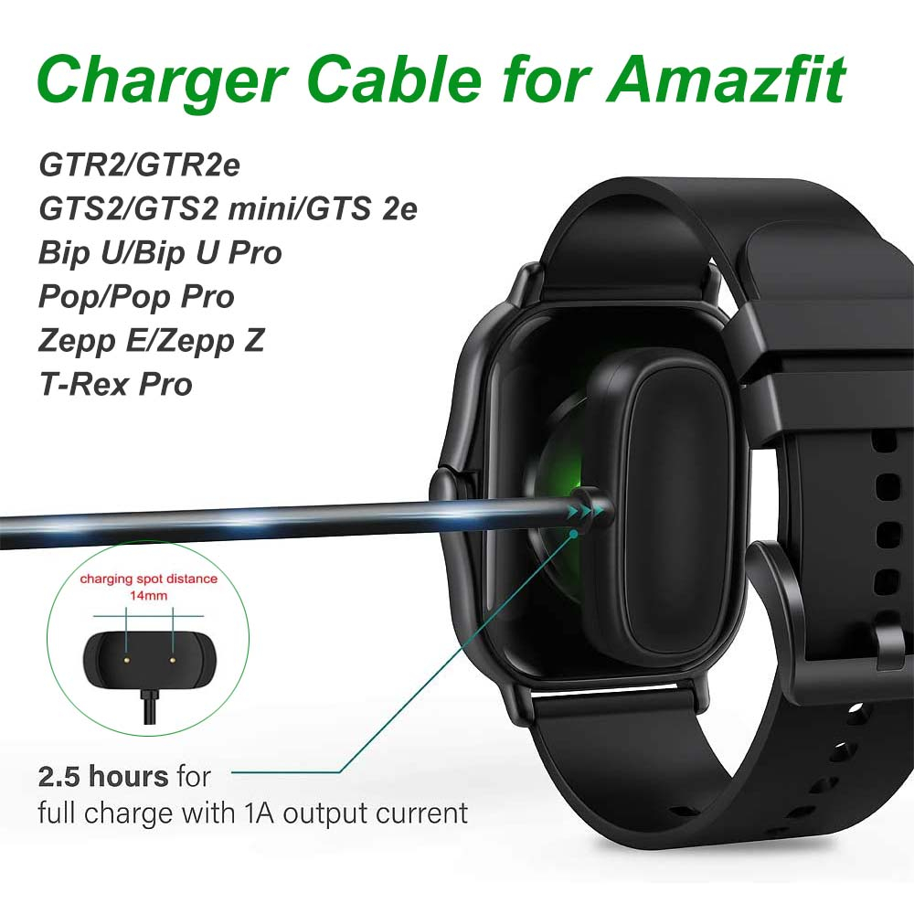Dây Cáp Đế Sạc USB Đồng Hồ Thông Minh Amazfit GTS 2 Mini / GTS 2, 2E / GTR 2, 2E / T-Rex Pro / BIP U series / BIP 3 series / GTR Mini