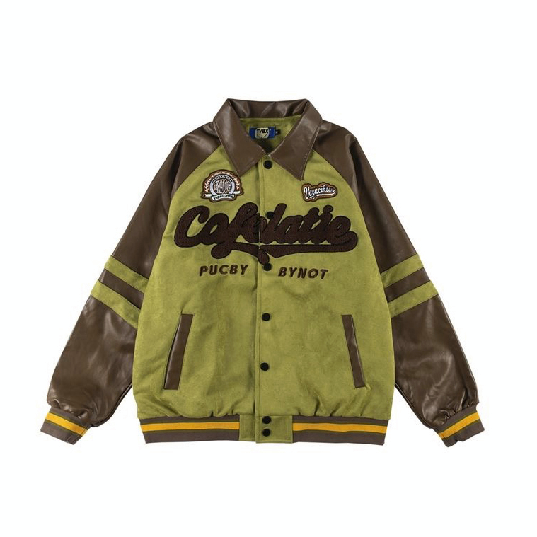 Áo Khoác Bóng Chày Bằng Da Thêu Hình Phong Cách Đường Phố Retro Mỹ cross888