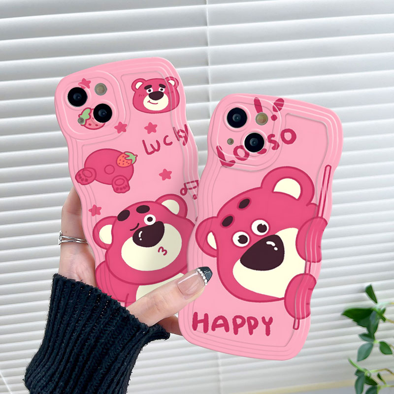 Ốp Điện Thoại Hình Gấu Hồng Dễ Thương Cho iPhone 11 12Pro 13 14Promax 6s 7 8 SE 6P 8Plus X XR XS Max 12 13mini 14plus