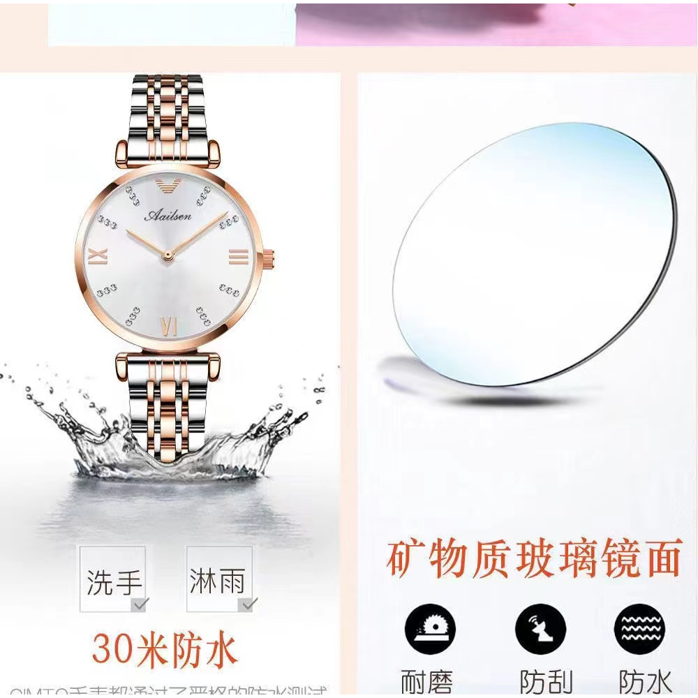 Đồng hồ đính kim cương nhân tạo chống nước thiết kế thời trang cho nữ