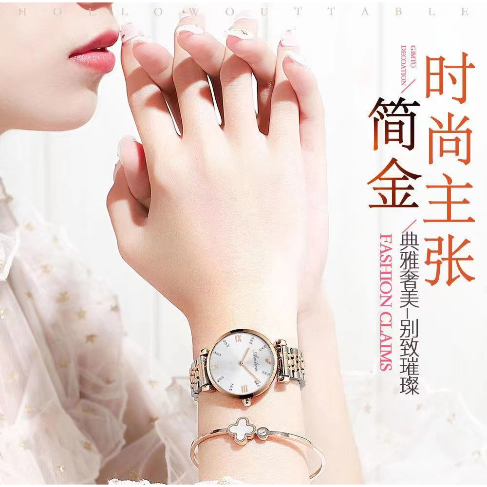 Đồng hồ đính kim cương nhân tạo chống nước thiết kế thời trang cho nữ