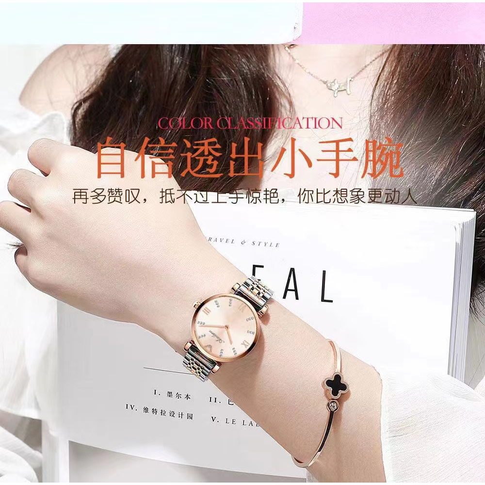 Đồng hồ đính kim cương nhân tạo chống nước thiết kế thời trang cho nữ