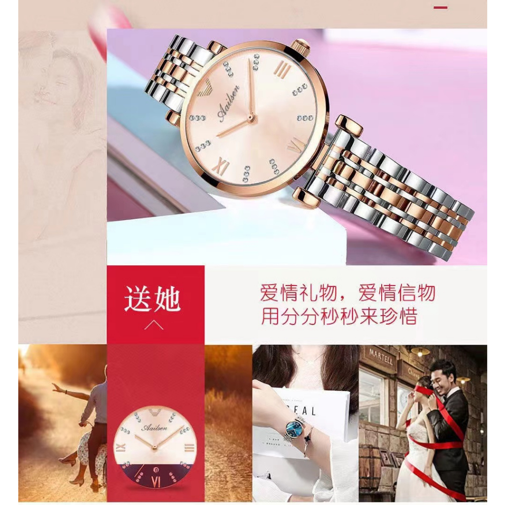 Đồng hồ đính kim cương nhân tạo chống nước thiết kế thời trang cho nữ