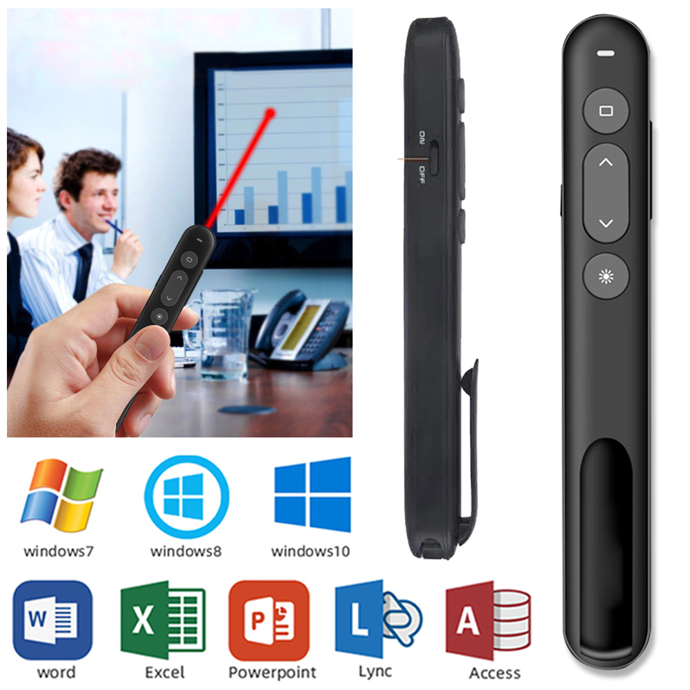 Bút Trình Chiếu Laser Không Dây 2.4GHz Cổng USB PPT Cho Dạy Học