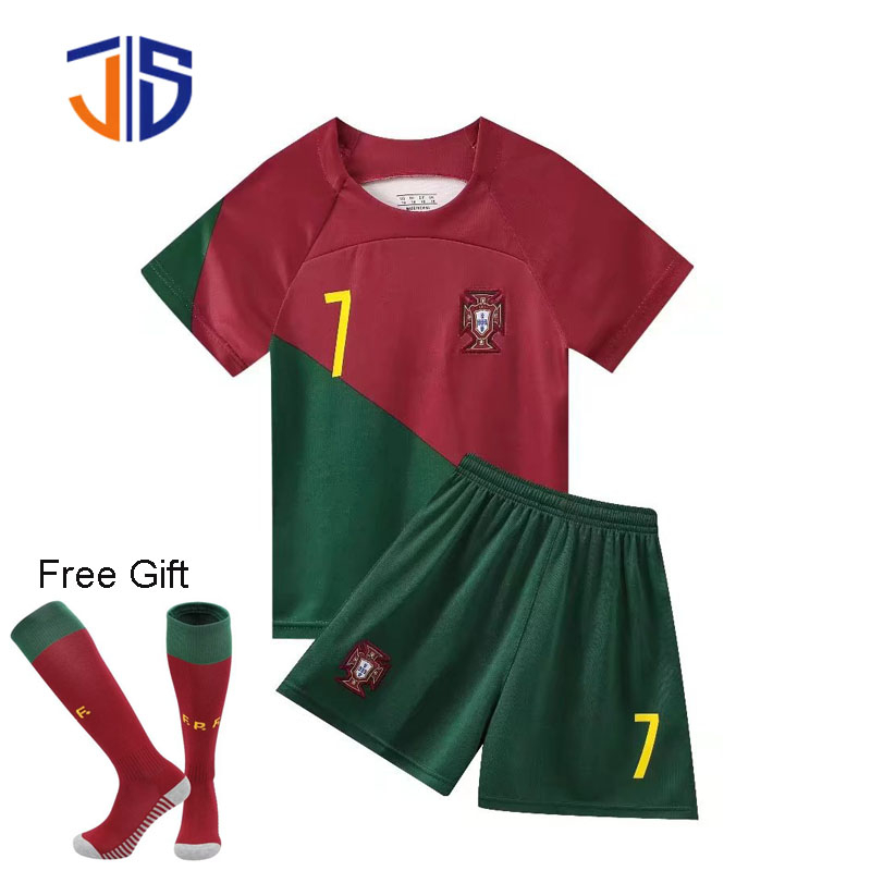 Bồ Đào Nha Nhà Số 7 Cristiano Ronaldo Bộ Áo Bóng Đá Quốc Gia Áo Sơ Mi Trẻ Em Váy Bóng Đá