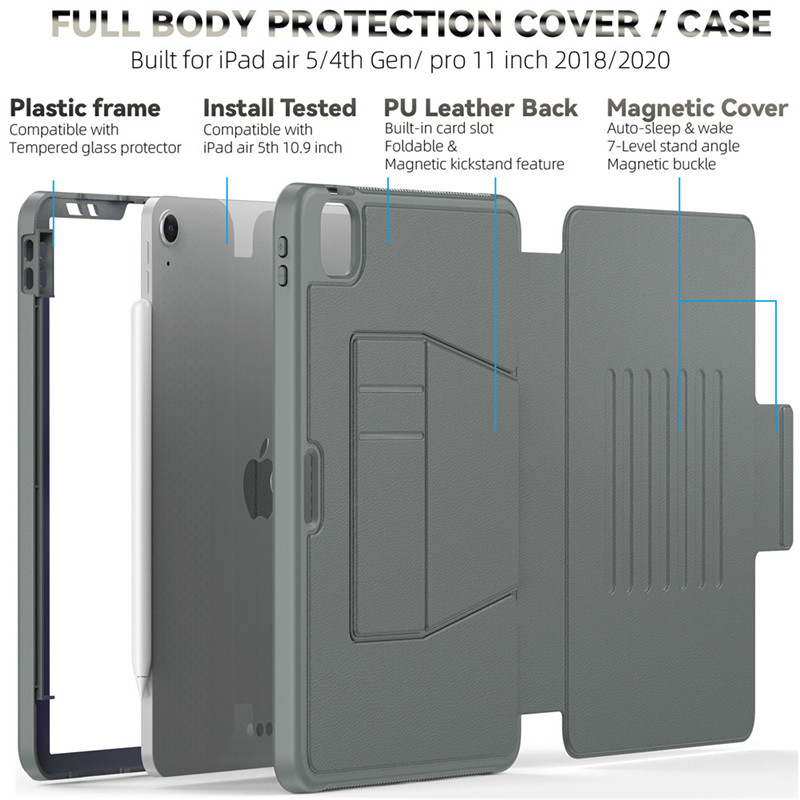 Bao Da Máy Tính Bảng PU Thông Minh Cho iPad Mini 4 5 6 Air 2 Pro 9.7" 4th 5th 6th 7th 8th 9th Gen 10.2" 11 "10.9" 2017 2018 2020 2021 2022