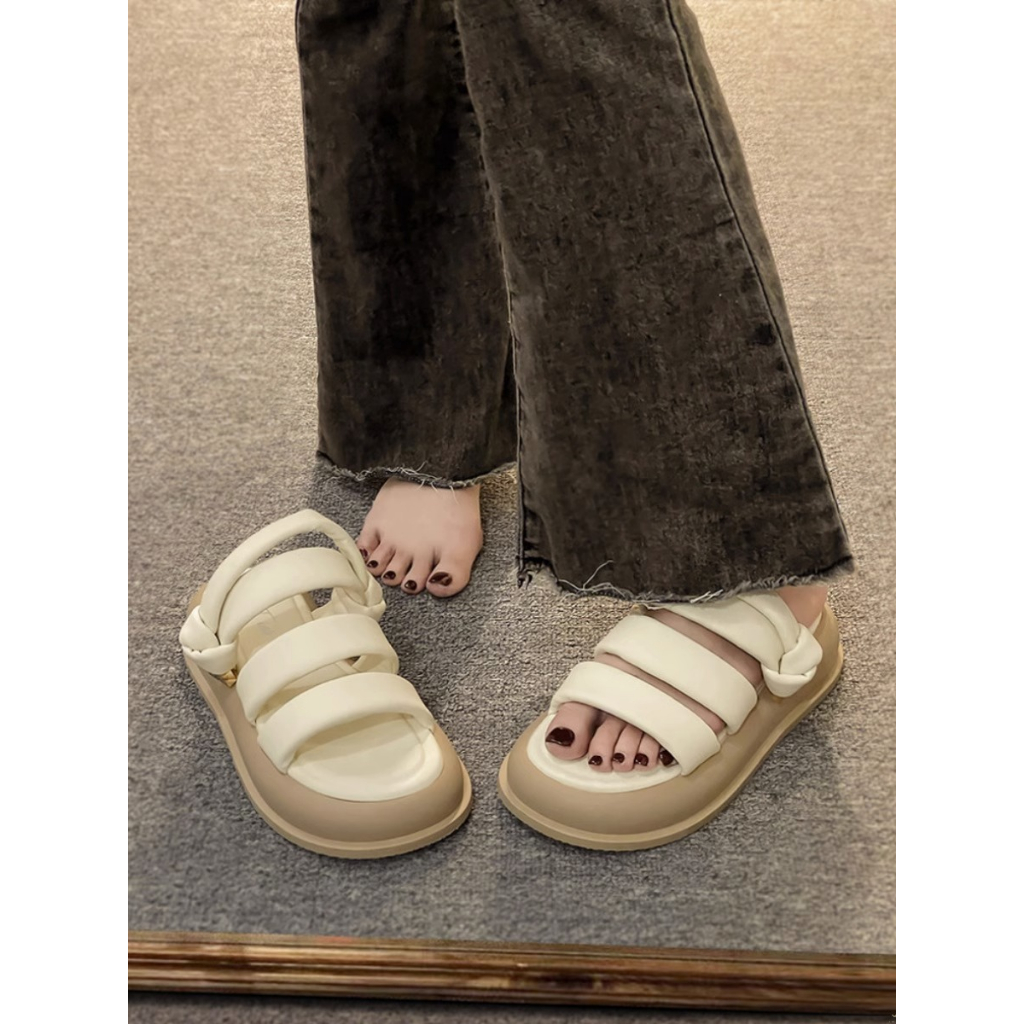 Màu dép sandal nữ đi chơi dép bánh mì đế cao dép quai giày đế cao dép ulzzang 2023NEW mẫu mới 27Z23062701