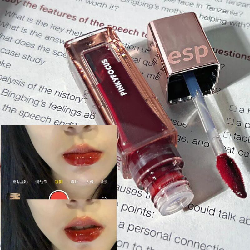 Son Môi Pinky Focus Dưỡng Ẩm Lâu Trôi Không Dính Thành Cốc Với 6 Màu Lựa Chọn Son Môi Gương