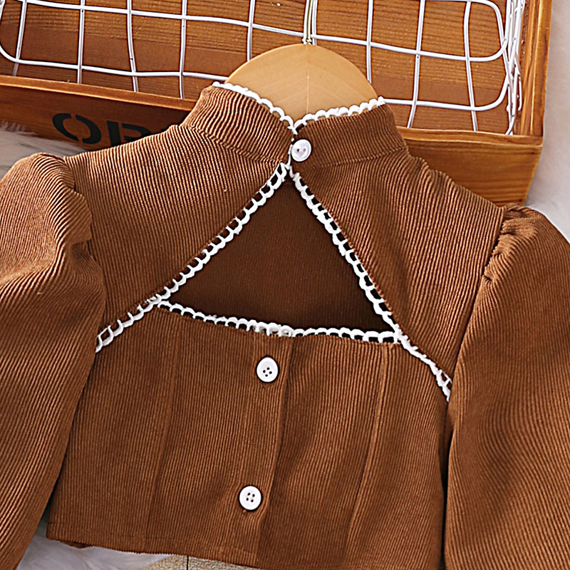 Bộ Áo + Chân Váy 2 Món Màu Khaki Phong Cách Đường Phố Thời Trang Mùa Hè Cho Bé Gái 4-7 Tuổi