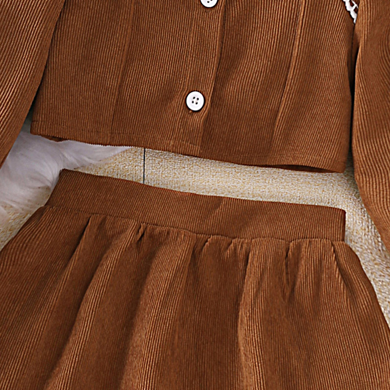 Bộ Áo + Chân Váy 2 Món Màu Khaki Phong Cách Đường Phố Thời Trang Mùa Hè Cho Bé Gái 4-7 Tuổi