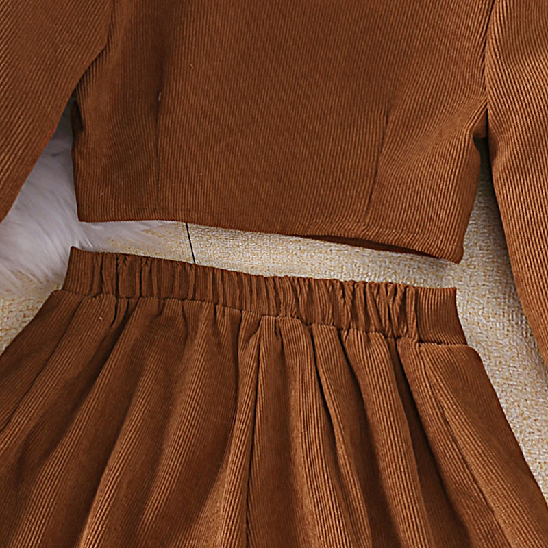 Bộ Áo + Chân Váy 2 Món Màu Khaki Phong Cách Đường Phố Thời Trang Mùa Hè Cho Bé Gái 4-7 Tuổi