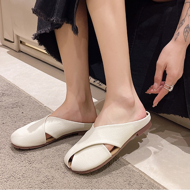 Prowow❤Dép Bít Mũi Đế Bằng Thời Trang Cho Nữ