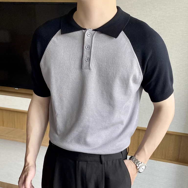Áo Thun POLO Dệt Kim Tay Ngắn Vải Lụa Lạnh Siêu Nhẹ Thời Trang Mùa Hè Cho Nam