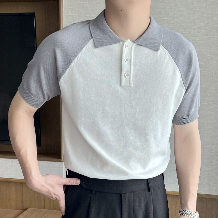 Áo Thun POLO Dệt Kim Tay Ngắn Vải Lụa Lạnh Siêu Nhẹ Thời Trang Mùa Hè Cho Nam