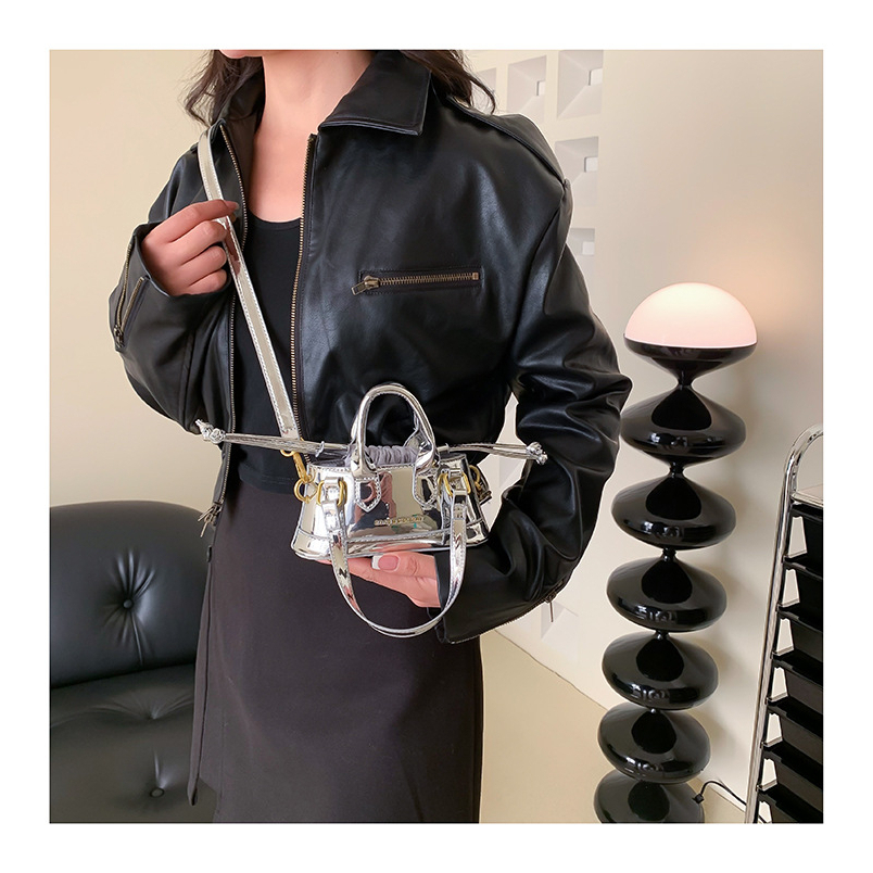 MOUSSON Túi Đeo Chéo Da Bóng Hình Vuông Nhỏ Nhắn Dễ Thương Dành Cho Nữ