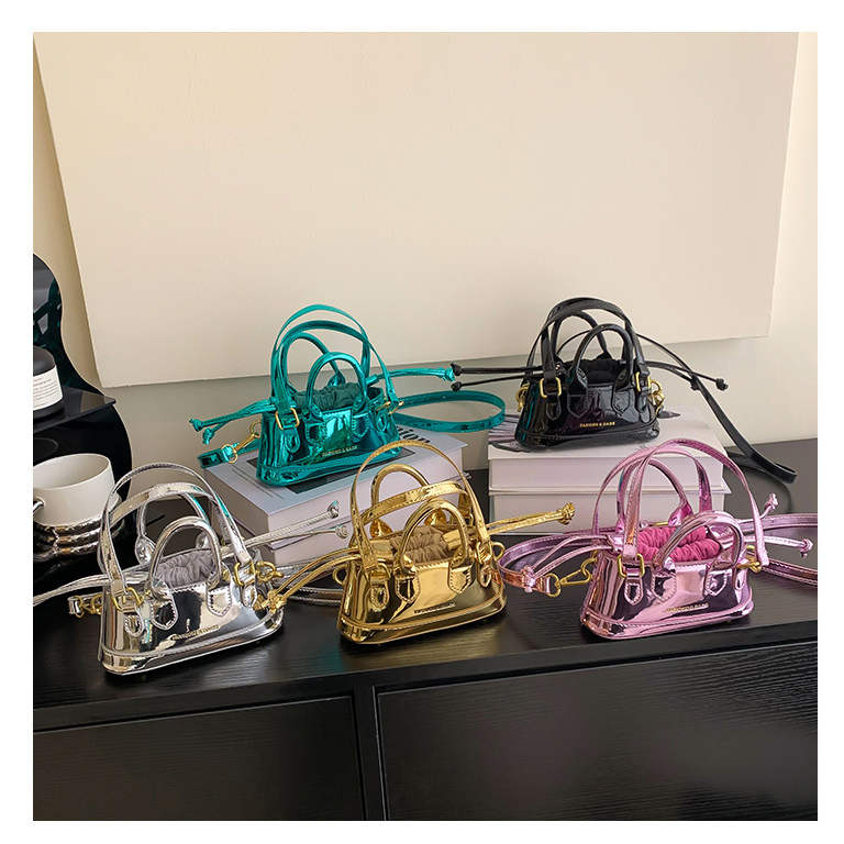 MOUSSON Túi Đeo Chéo Da Bóng Hình Vuông Nhỏ Nhắn Dễ Thương Dành Cho Nữ