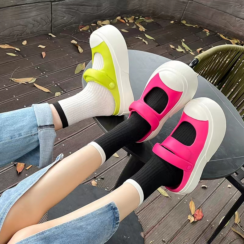 FEIJIANU dép cross nữ giày bánh mì đi biển đáng yêu thoải mái 062521