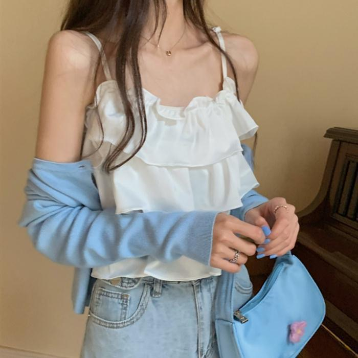 Áo Hai Dây Mỏng Mùa Hè Phong Cách Hàn Quốc Có Thể Điều Chỉnh Cho Nữ