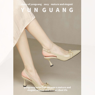 Giày cao gót YUNGUANG đế thấp thời trang mùa hè cho nữ
