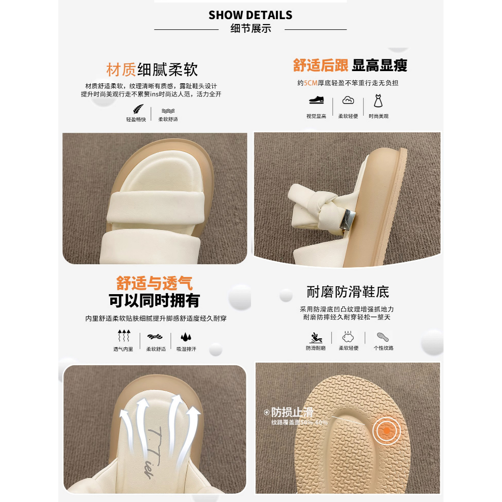 Màu dép sandal nữ đi chơi dép bánh mì đế cao dép quai giày đế cao dép ulzzang 2023NEW mẫu mới 27Z23062701