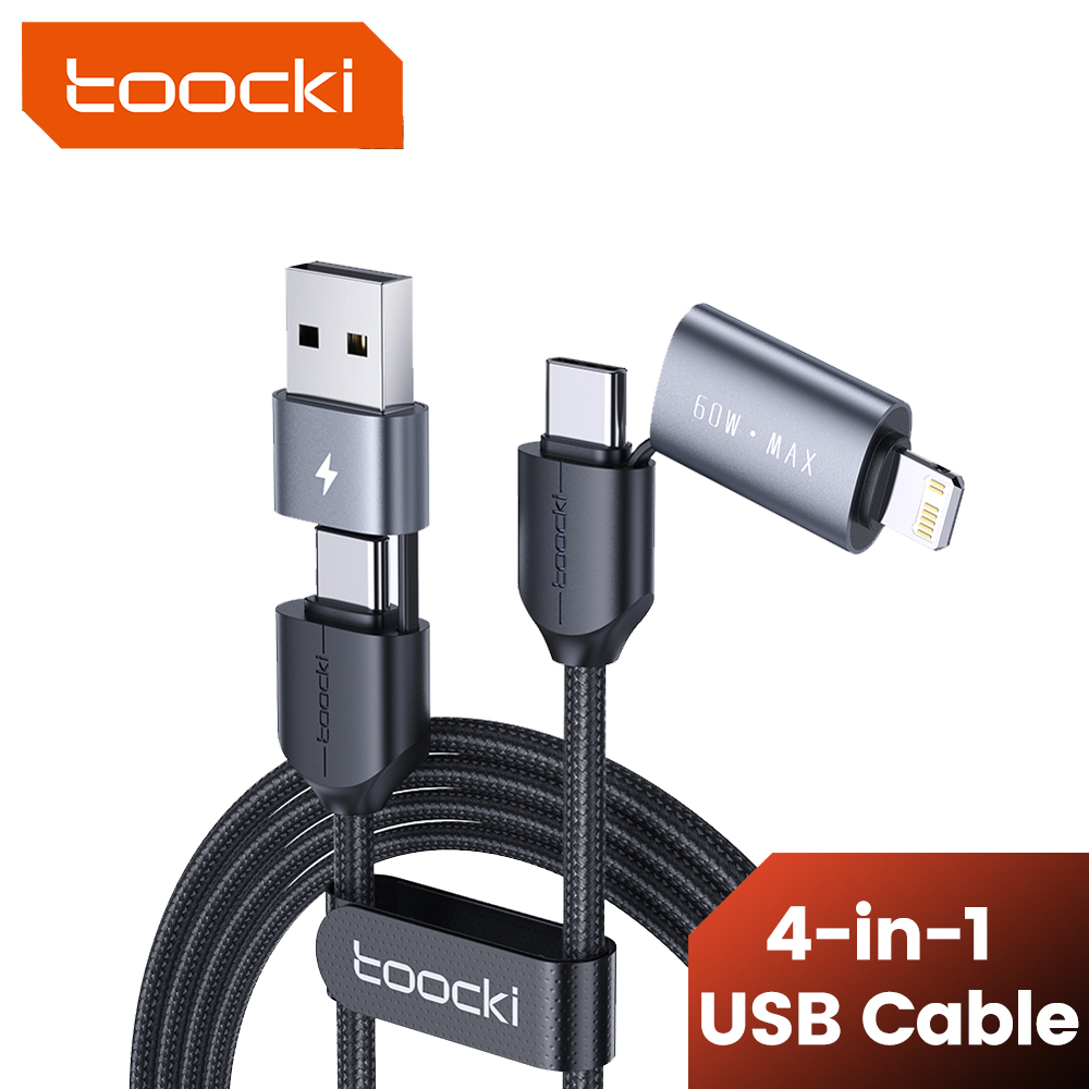 Cáp Sạc Nhanh Toocki 4 Trong 1 100W Cổng USB Type C / USB / Os PD