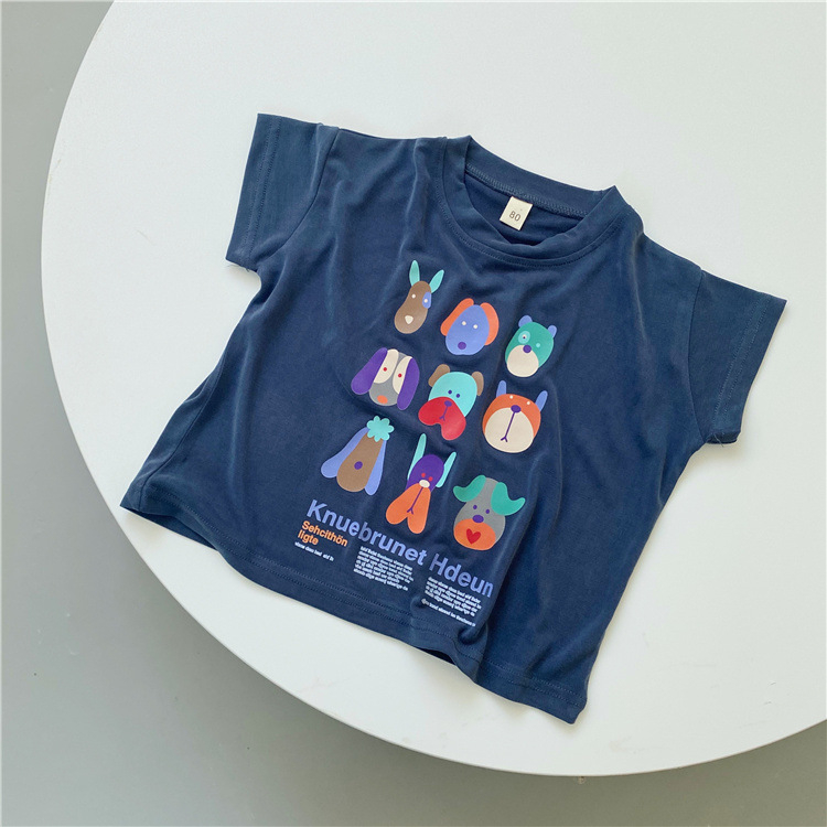 Sun baby Áo Thun Tay Ngắn In Họa Tiết Hoạt Hình Thời Trang Mùa Hè Cho Bé