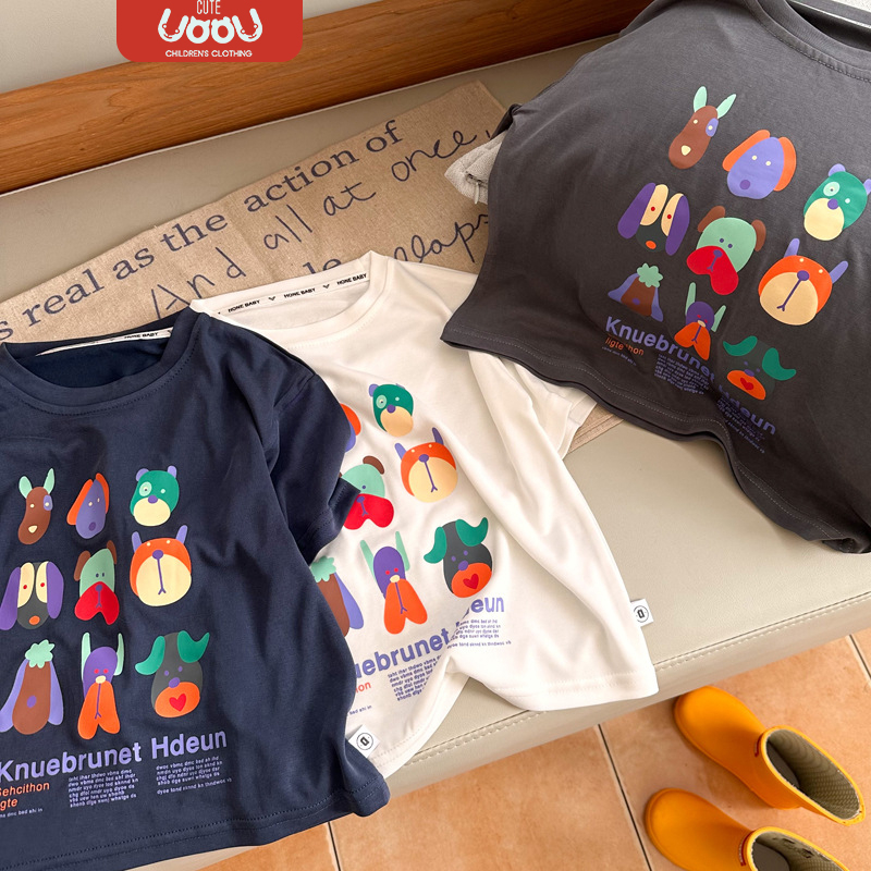 Sun baby Áo Thun Tay Ngắn In Họa Tiết Hoạt Hình Thời Trang Mùa Hè Cho Bé