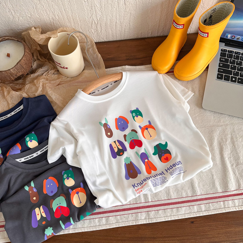 Sun baby Áo Thun Tay Ngắn In Họa Tiết Hoạt Hình Thời Trang Mùa Hè Cho Bé