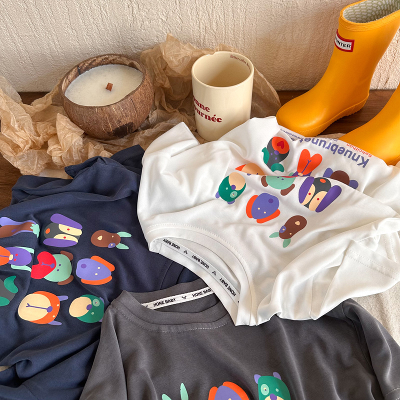 Sun baby Áo Thun Tay Ngắn In Họa Tiết Hoạt Hình Thời Trang Mùa Hè Cho Bé