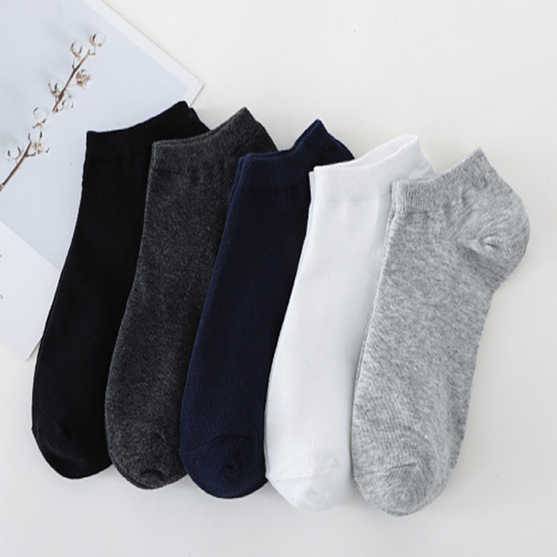 FHYL Vớ Cotton Mỏng Màu Trơn Miệng Thông Hơi Khử Mùi Chống Trượt Màu Đen / Trắng Kiểu Hàn Quốc Thời Trang Mùa Hè Cho Nam