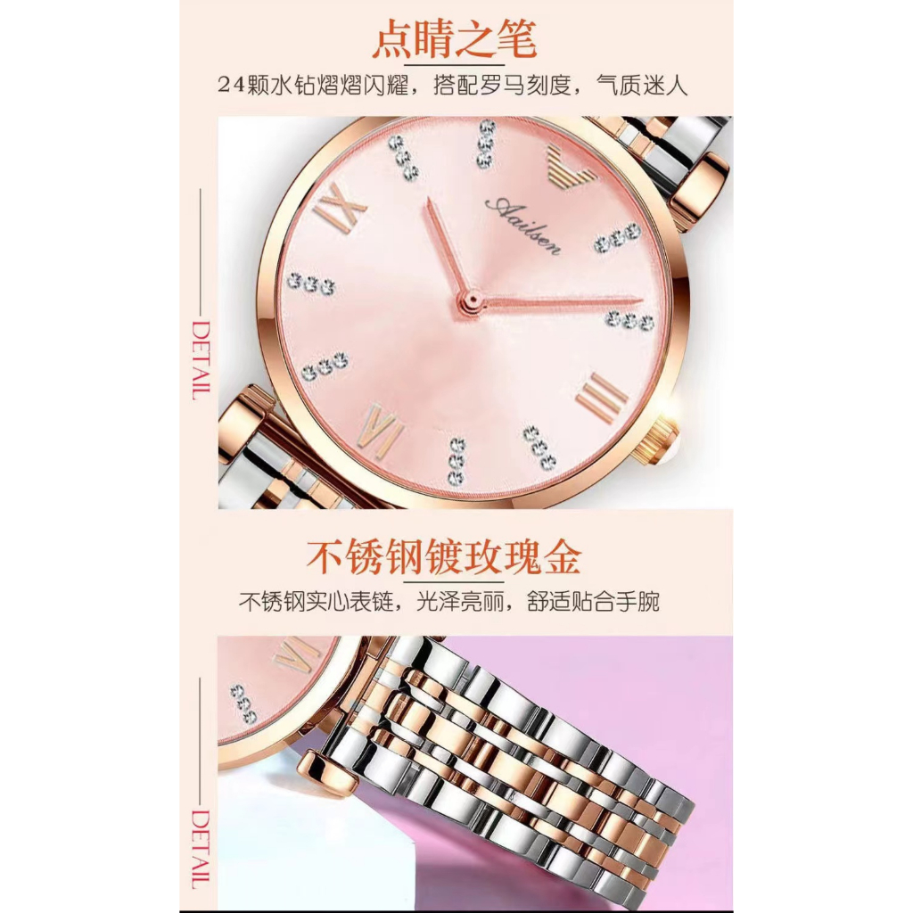 Đồng hồ đính kim cương nhân tạo chống nước thiết kế thời trang cho nữ