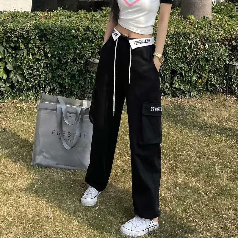 Quần cargo pants street style from rộng quần túi hộp ống rộng unisex hiphop quần túi hộp nam phong cách Hàn Quốc quần túi hộp