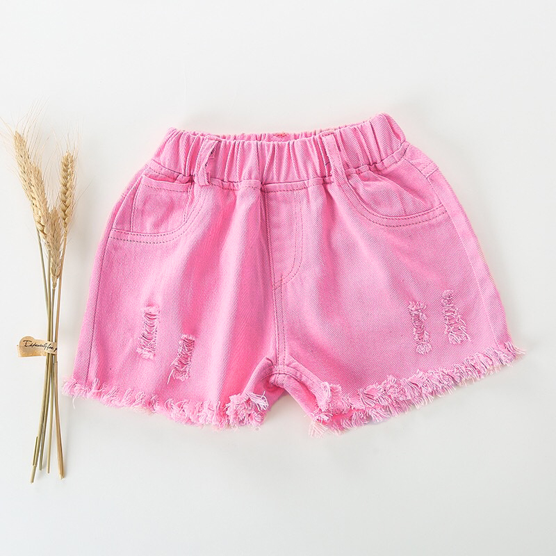 BABEPROUD Quần short denim màu sắc thời trang mùa hè cho bé gái 3-9 tuổi