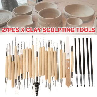 27 cái tay cầm bằng gỗ polymer clay sculpting tool set art pottery tools kit