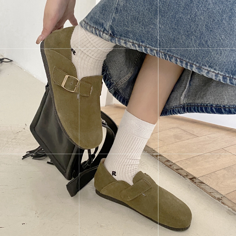 Prowow❤Giày Lười Da Bóng Thời Trang retro Cho Nữ