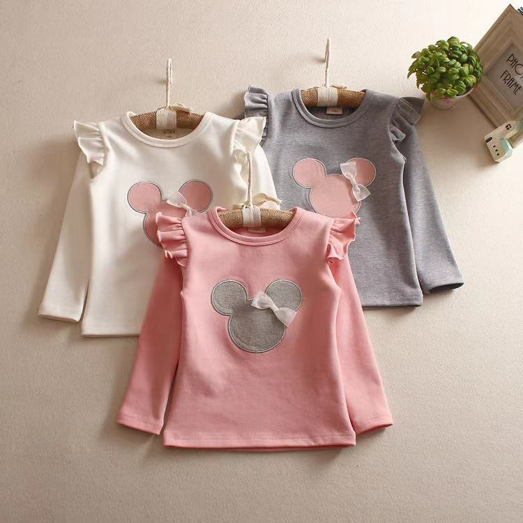 Áo Thun Cotton Tay Ngắn In Họa Tiết Hoạt Hình Mickey Thời Trang Mùa Hè Cho Bé Gái 2-6 Tuổi