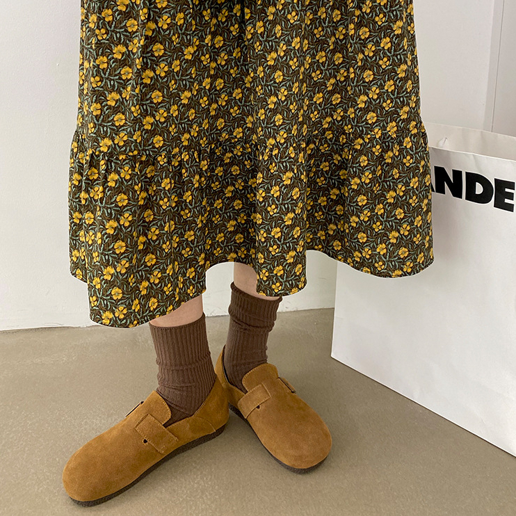 Prowow❤Giày Lười Da Bóng Thời Trang retro Cho Nữ