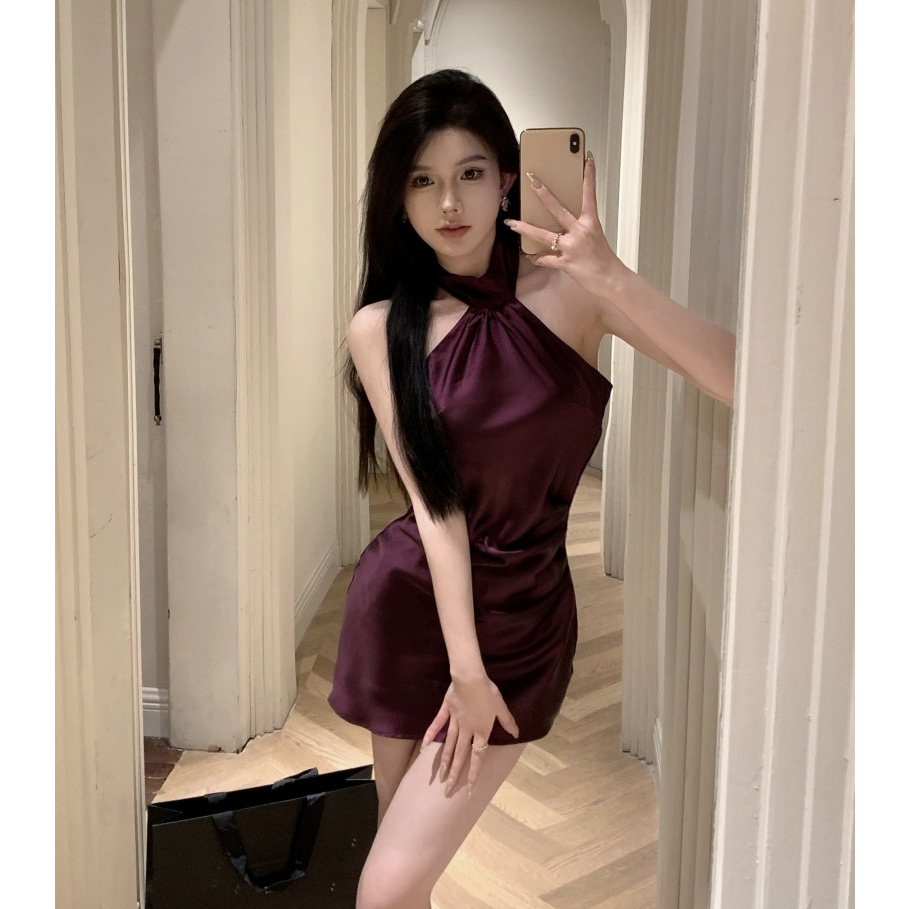 Đầm Hai Dây Ngắn Xếp Ly Kiểu Pháp Gợi Cảm Cho Bạn Gái