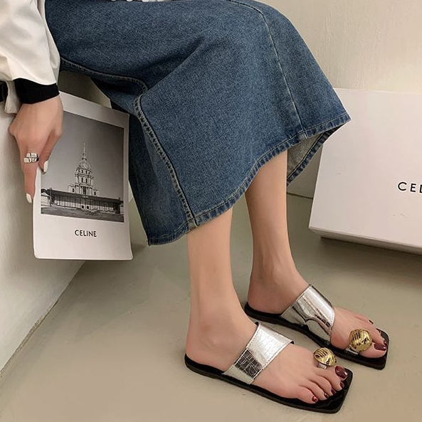 Dép Xỏ Ngón Mũi Vuông Size Lớn 35-43 Thời Trang Mùa Hè Cho Nữ