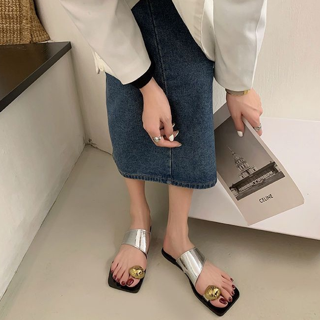 Dép Xỏ Ngón Mũi Vuông Size Lớn 35-43 Thời Trang Mùa Hè Cho Nữ