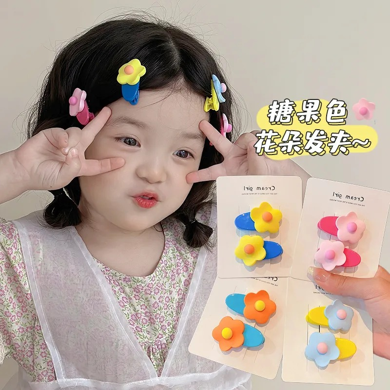 Set 2 Kẹp Tóc Hình Hoa 99% Dễ Thương Cho Bé Gái