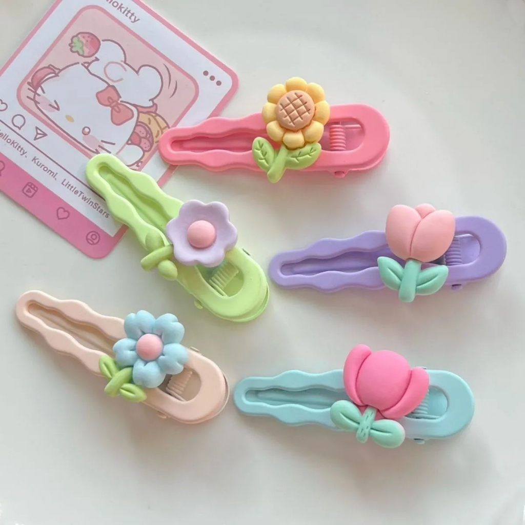 Set 2 Kẹp Tóc Hình Hoa 99% Dễ Thương Cho Bé Gái