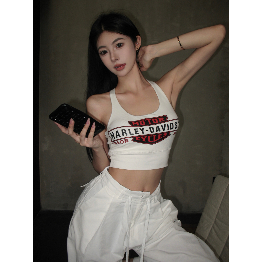 Áo Tank top Hai Dây Ôm Dáng In Chữ Spice Girl Phong Cách Retro Mỹ Quyến Rũ