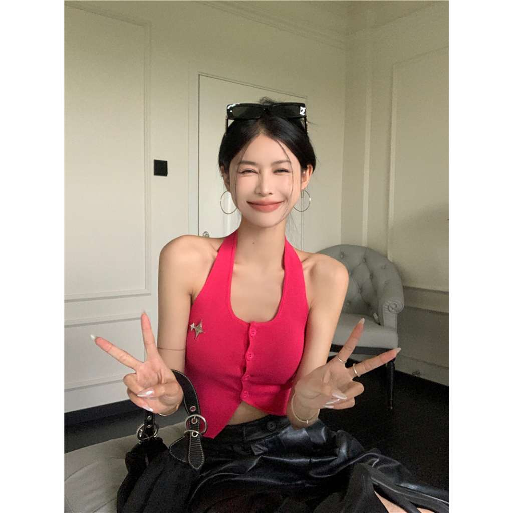 Lalisas Áo Croptop Ôm Dáng Không Đều Thiết Kế Không Đều Hình Gia Vị Cô Gái