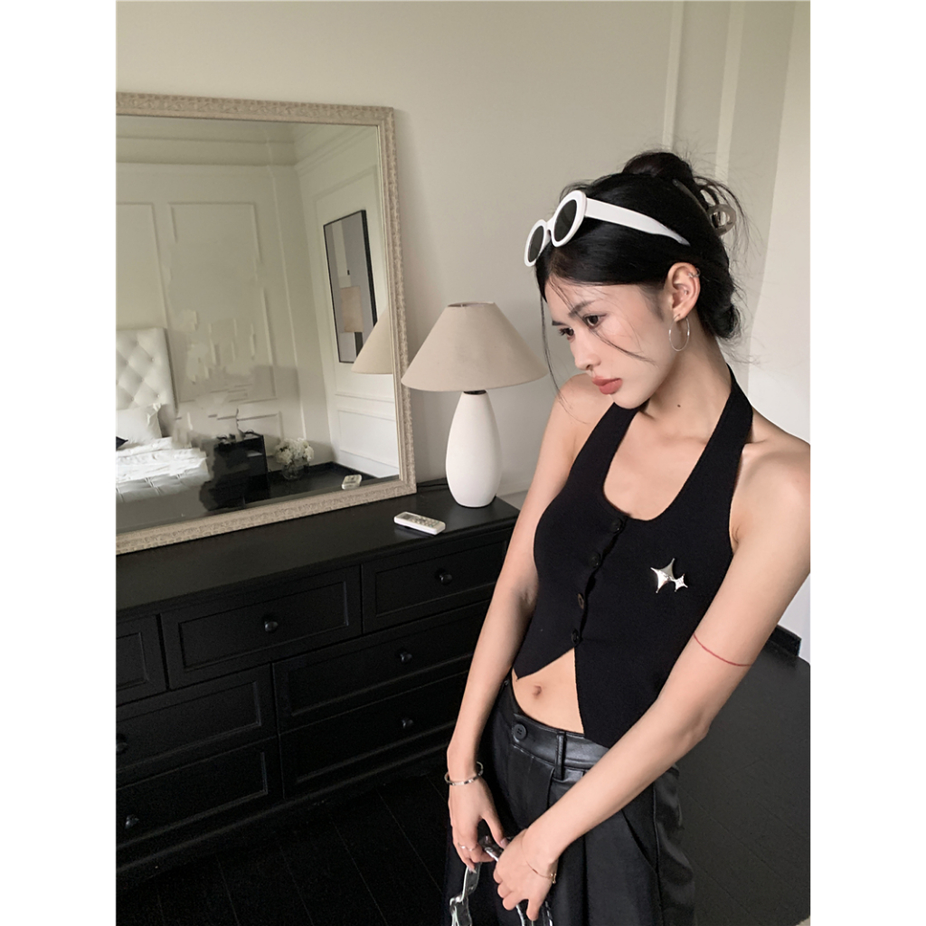 Lalisas Áo Croptop Ôm Dáng Không Đều Thiết Kế Không Đều Hình Gia Vị Cô Gái