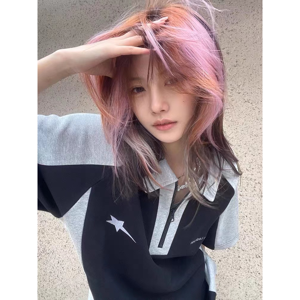 Áo polo Mỏng Dáng Rộng Ghép Màu Tương Phản Phong Cách Mỹ Cổ Điển Thời Trang Mùa Hè Hàng Mới Dành Cho Bạn Nam