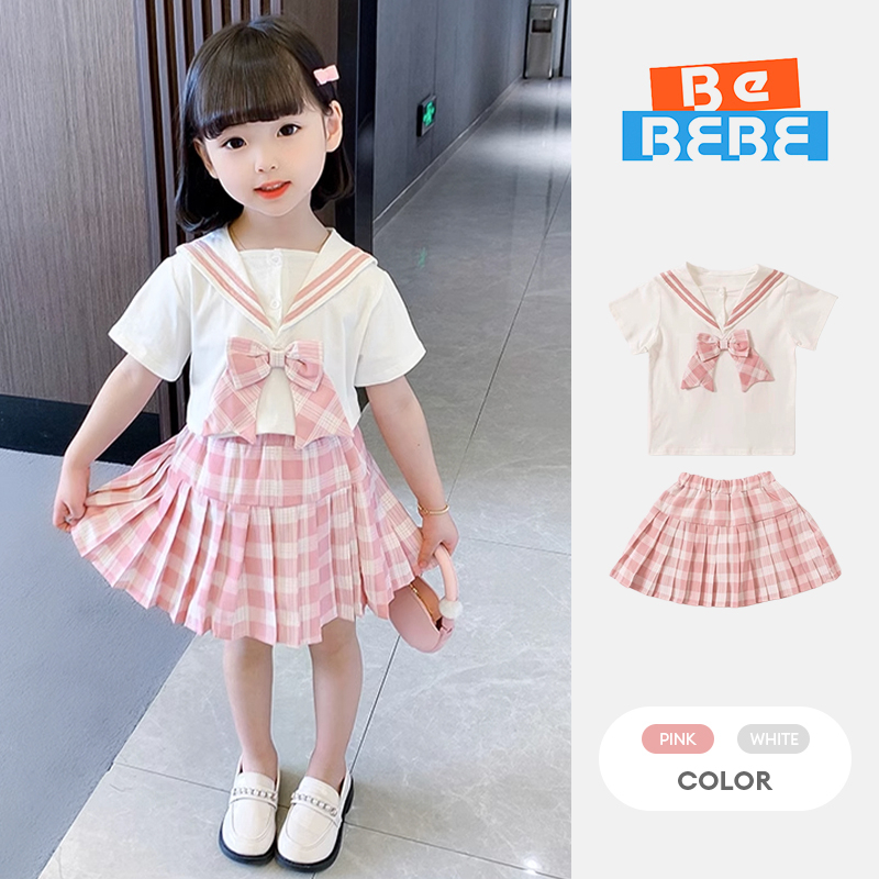 Bộ Đồng Phục Gồm Chân Váy Xếp Ly Dễ Thương Xinh Xắn Dành Cho Bé Gái